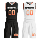 Custom Black White Classic Style Reversible Basketball Uniform Personalized COOLMAX BBJR-D017028